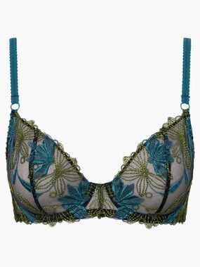 Cosabella Green and Gold Lace Demi Underwire Bra